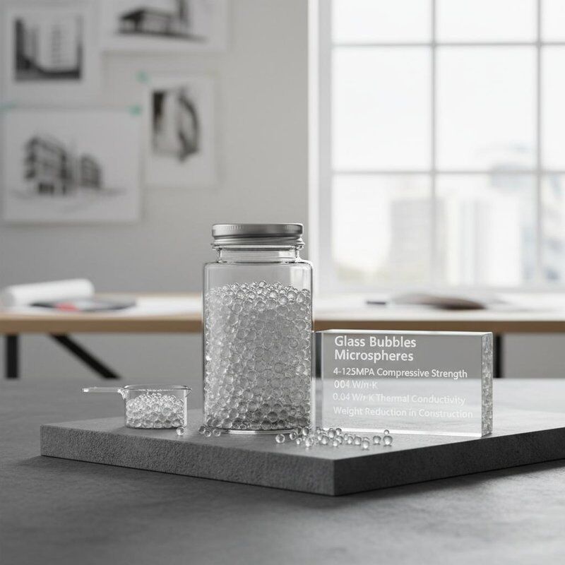 فقاعات زجاجية ميكروسفير بقوة ضغط 4-125 ميجا باسكال وموصلية حرارية 0.04 واط/متر.كلفن لتقليل الوزن في البناء