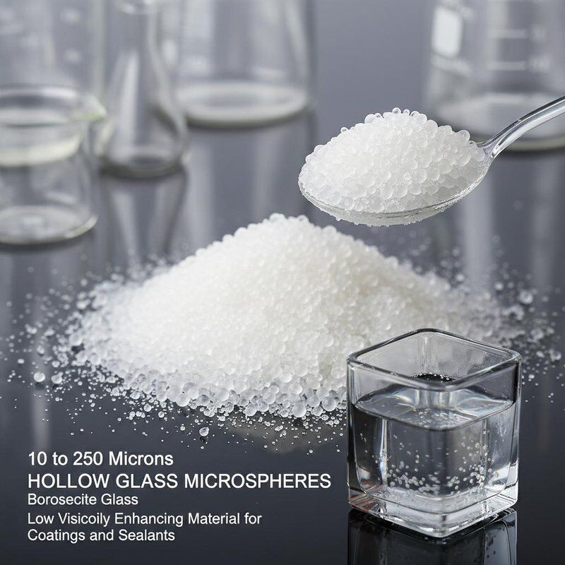 10 to 250 Microns Hollow Glass Microspheres with Low Viscosity High Compressive Strength and Non-flammable Properties for Coatings and Sealants